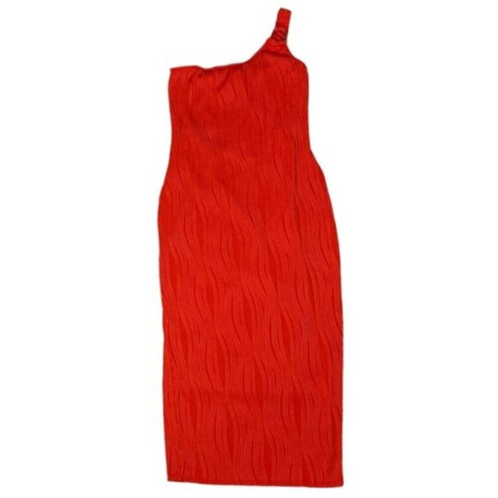 Derek Heart Gown One Shoulder Sleek Bodycon Maxi Dress Wavy Geometric Medium - Picture 12 of 16